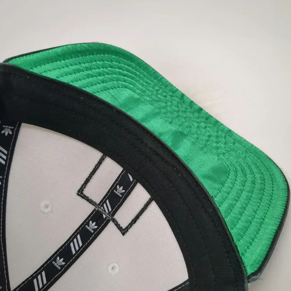 Adidas Snapback Hat Beige Black One Size Trefoil Logo Patch Green Underbrim